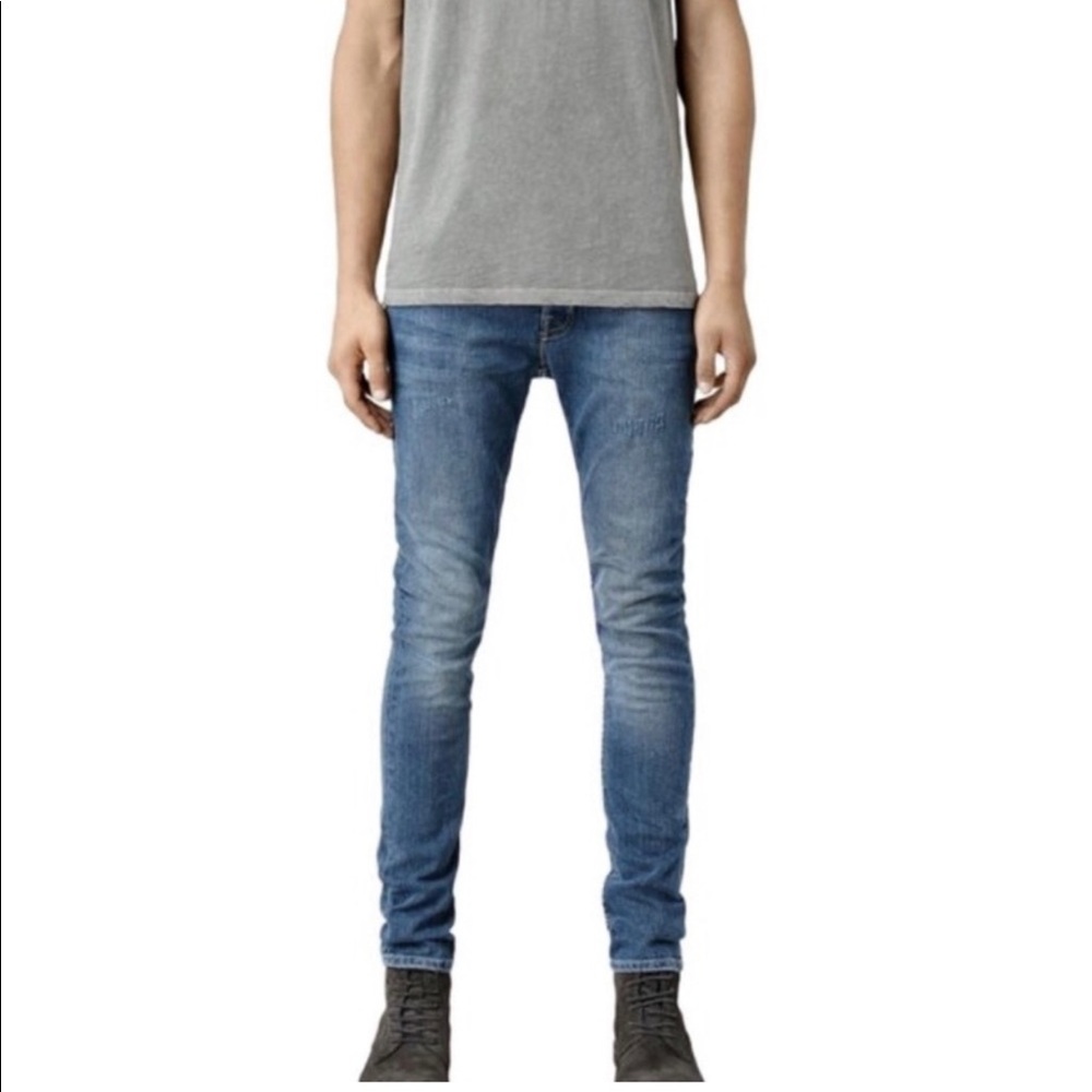 All Saints Men’s blue Cigarette jeans size 33